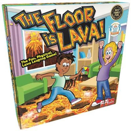 "The Floor is Lava - Actiespel - Kinderspel (ML)" kan worden herschreven als: "The Floor is Lava - Actiespel voor kinderen (ML)".

De Engelse productnaam zonder leestekens eromheen is: "The Floor is Lava - Action Game - Children's Game (ML)".