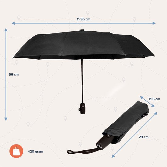 "TRVLMORE Automatic Storm Umbrella - Up to 100km/h - Ø 107 cm - Black"

TRVLMORE Automatic Storm Umbrella