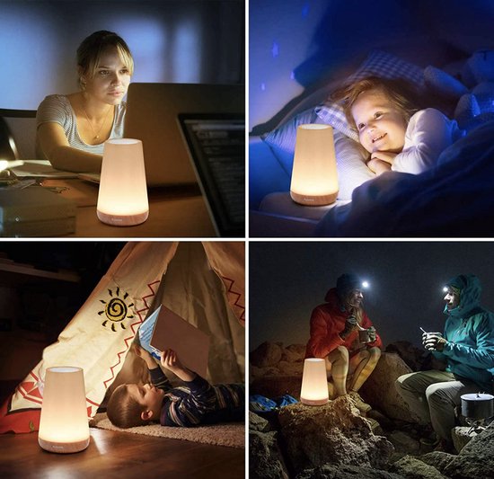 USB Rechargeable Night Light With Remote Control, White Warm Light and 13 RGB Colors - Wake-up Light - Mood Lamp - LED Lighting - Reading Lamp - Table Lamp - Bedside Lamp for Baby, Children & Adults - Dimmable - Touch Control - 15CM

USB Rechargeable Night Light