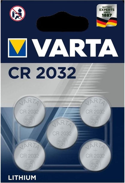 "Set van 5 Varta CR2032 batterijen" 
"Varta CR2032 - 5 pieces"