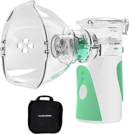 Vulpes Goods® HealthCare Ultrasonic Nebulizer - Portable Inhaler for Kids, Adults & Babies - Effective Respiratory Relief - Includes 3 Mouthpieces, Luxury Travel Bag & E-book