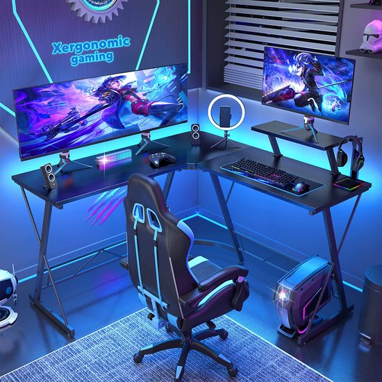 Xergonomic Gaming Desk - 130cm x 130cm x 96.5 cm - Black