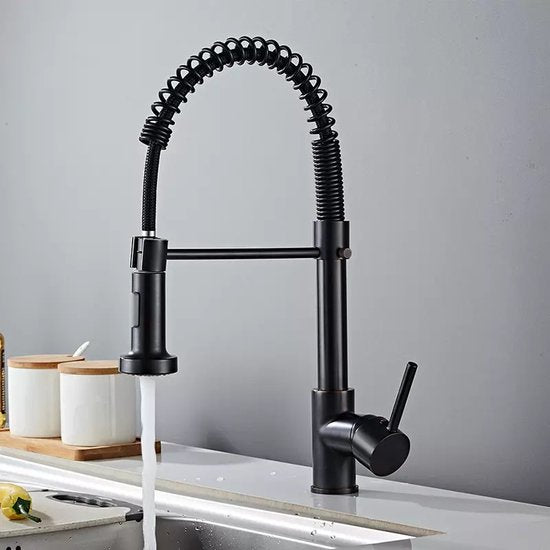 Black Kitchen Faucet with Pull-Out Spout | Mixer Tap | Flexible Hose