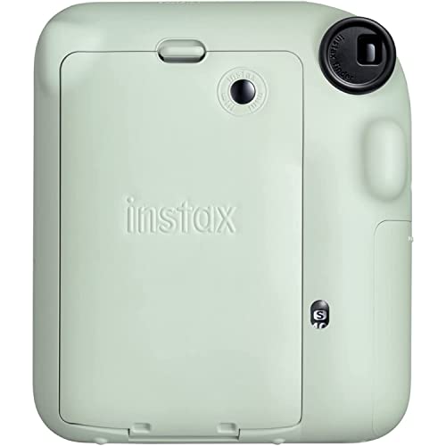 Fujifilm Instax Mini 12 instantcamera, mintgroene camera met 40 fotovellen, schoonmaakdoekje en INSTAX UP-app, draagbaar, gebruiksvriendelijk, automatische instellingen, spiegel aan voorzijde voor selfies, 2 AA-batterijen