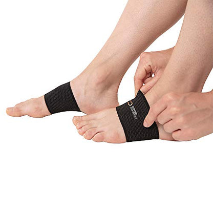 Copper Compression Copper Arch Support - 2 Plantar Fasciitis Braces/Sleeves. Foot Care, Heel Spurs, Feet Pain Relief, Flat & Fallen Arches, High Arch, Flat Feet. (1 Pair Black - One Size Fits All),2 Count (Pack of 1)