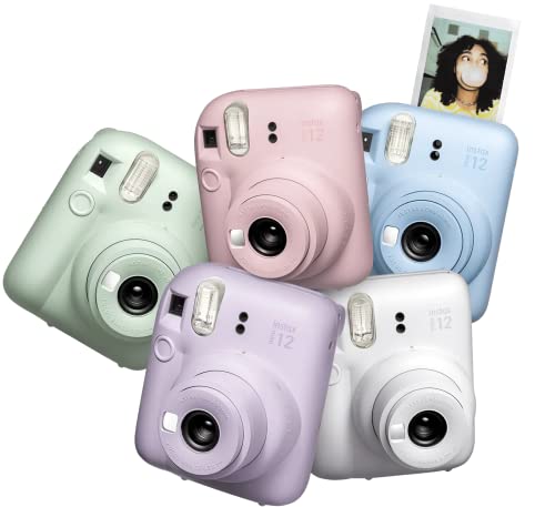 Fujifilm Instax Mini 12 Instant Camera Pastelblauw + Fuji Instax Film Voordeelpakket (40 Vellen) + Shutter Accessories Bundle, Incl. Compatibele draagtas, drijfzand kralen fotoalbum 64 vakken