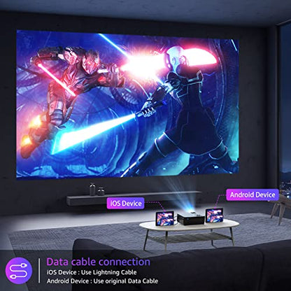 5G WiFi Bluetooth Native 1080P Projector[Projector Screen Included], Roconia 12000LM Full HD Movie Projector, 300" Display Support 4k Home Theater,Compatible with iOS/Android/XBox/PS4/TV Stick/HDMI