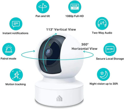 Kasa Indoor Pan/Tilt Smart Security Camera, 1080p HD Hondencamera 2,4 GHz met nachtzicht, bewegingsdetectie voor baby- en huisdiermonitor, cloud- en SD-kaartopslag, werkt met Alexa en Google Home (EC70)