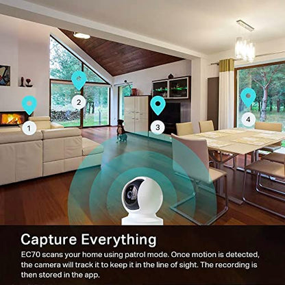 Kasa Indoor Pan/Tilt Smart Security Camera, 1080p HD Hondencamera 2,4 GHz met nachtzicht, bewegingsdetectie voor baby- en huisdiermonitor, cloud- en SD-kaartopslag, werkt met Alexa en Google Home (EC70)